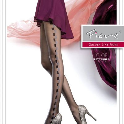 Fiore Cloe 20 Den Pantyhose Ptterned Tights Nylons Hosiery Size [S] Black